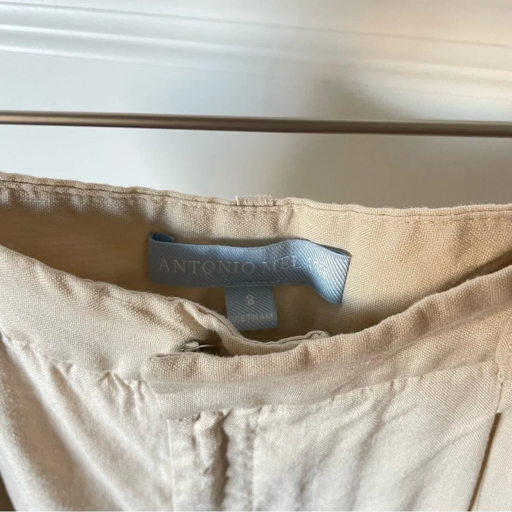 antonio melani linen blend tan high rise wide leg pants size 8 - Picture 4 of 5